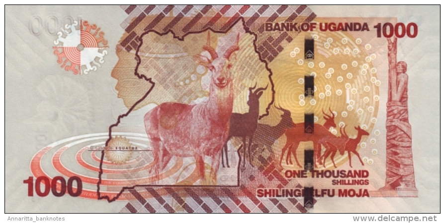 Uganda (BOU) 1000 Shillings 2010 UNC Cat No. P-49a / UG154a - Uganda