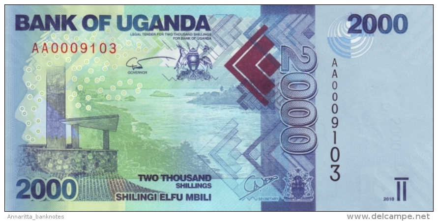 Uganda (BOU) 2000 Shillings 2010 UNC Cat No. P-50a / UG155a - Uganda