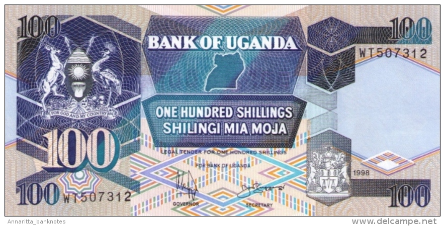 Uganda (BOU) 100 Shillings 1998 UNC Cat No. P-31c / UG135f - Uganda