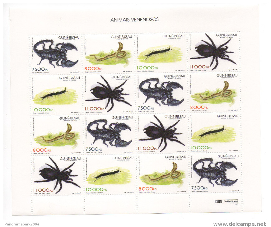 Guiné-Bissau Guinea Guinée Bissau 1997 Poisonous Animals Fauna 16 Stamps Mi. 1252 - 1255 MNH ** - Guinée-Bissau