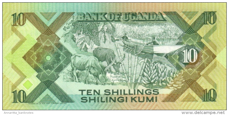 Uganda (BOU) 10 Shillings 1987 UNC Cat No. P-28a / UG132a - Uganda