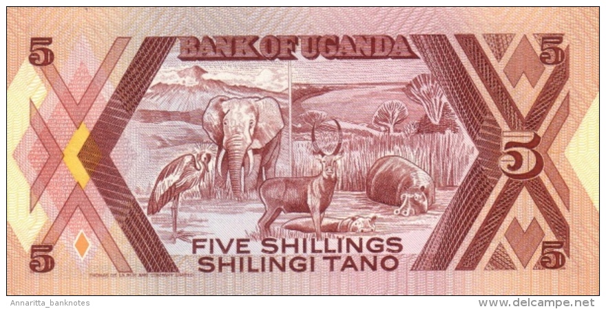 Uganda (BOU) 5 Shillings 1987 UNC Cat No. P-27a / UG131a - Ouganda