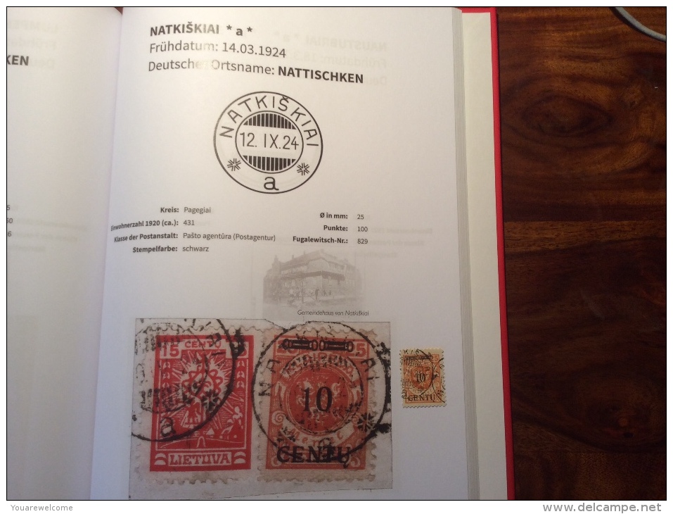 Memel Memelgebiet RARE Cad / Stempel NAKISKIAI 1924  Geprüft Dr. Petersen BPP Michel 169 I  Litauen Lithuania - Gebruikt