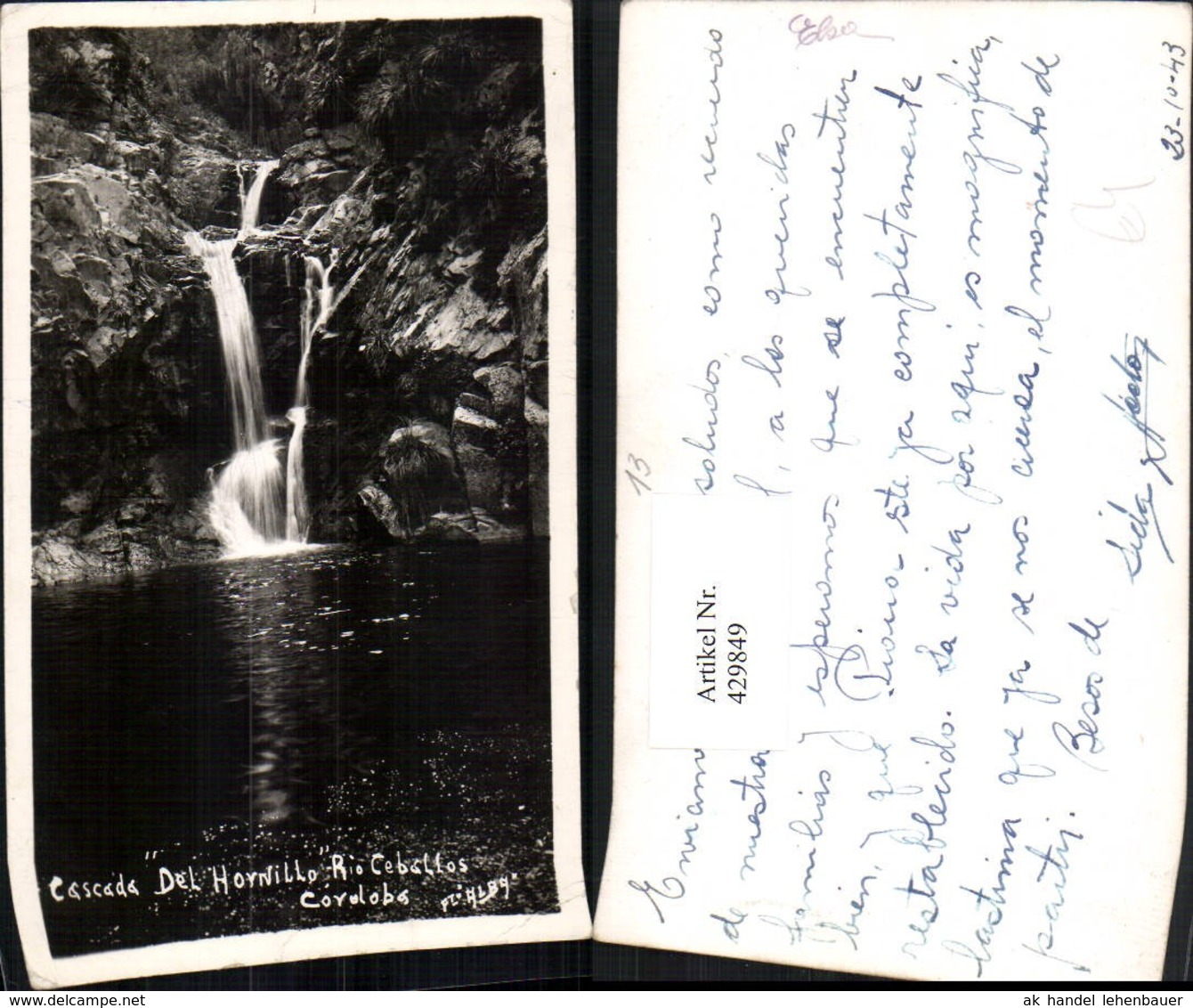 429849,Argentina Rio Ceballos Cascada Del Hornillo Wasserfall - Argentinien