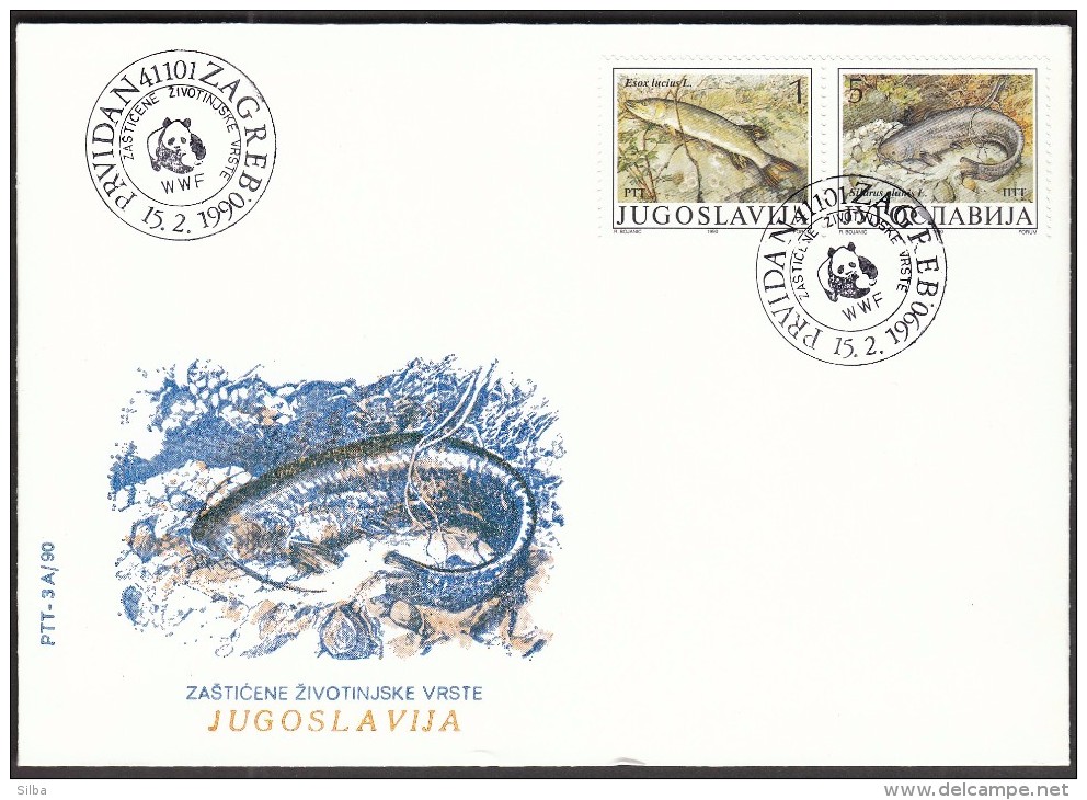 Yugoslavia Zagreb 1990 / Protected Animal Species / Fishes - FDC