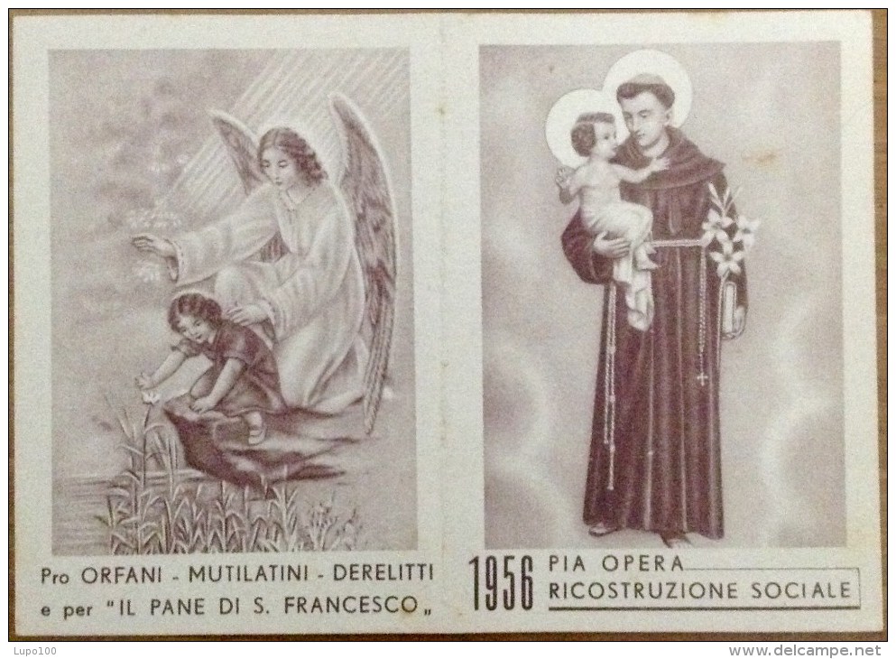 1956 Santino Calendarietto Pro Orfani Mutilatini Deleritti Pia Opera Ricostruzione Sociale - Formato Piccolo : 1941-60