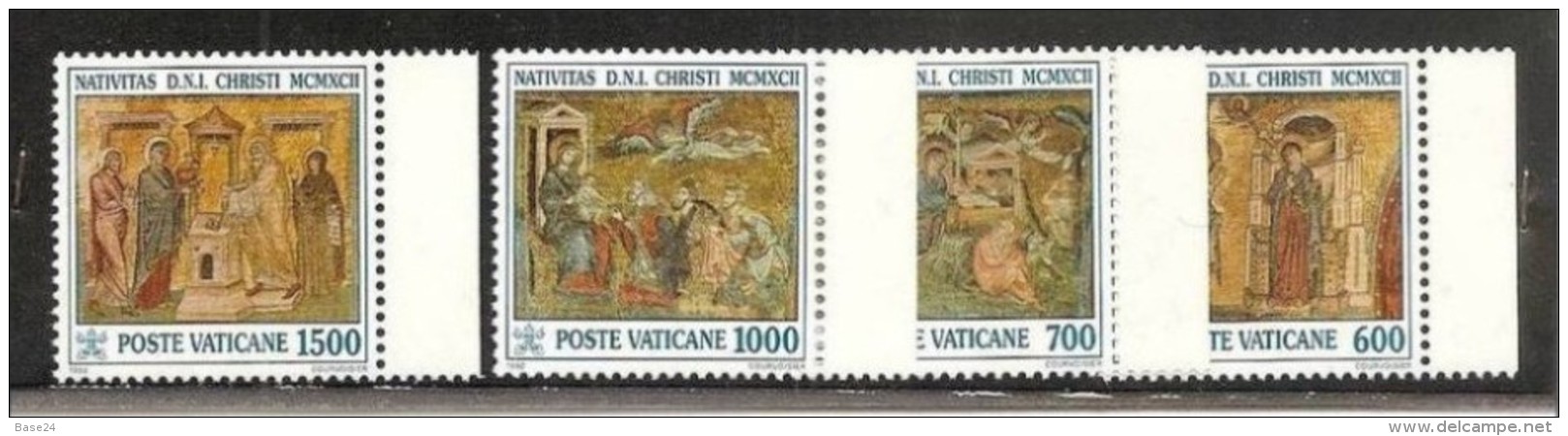 1992 Vaticano Vatican NATALE  CHRISTMAS Serie Di 4v. MNH** Bordo - Natale