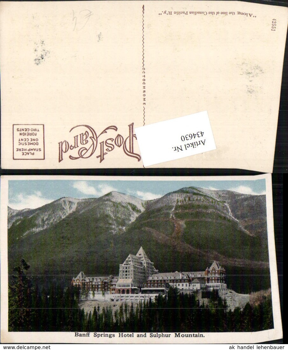 434630,Alberta Banff Springs Hotel And Sulphur Mountain Bergkulisse - Ohne Zuordnung