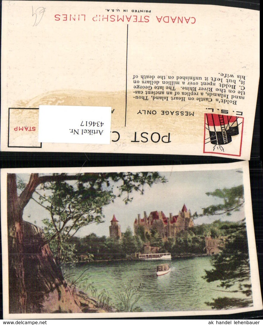 434617,Ontario Thousand Islands Boldts Castle On Heart Island Schloss - Ohne Zuordnung