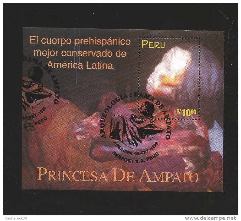 B)1998 PERU, PREHISPANIC, ARCHEOLOGY, BODY BEST KEPT IN LATIN AMERICA, PRINCESS DE AMPATO, SC 1195 A534, S/S, MNH - Peru