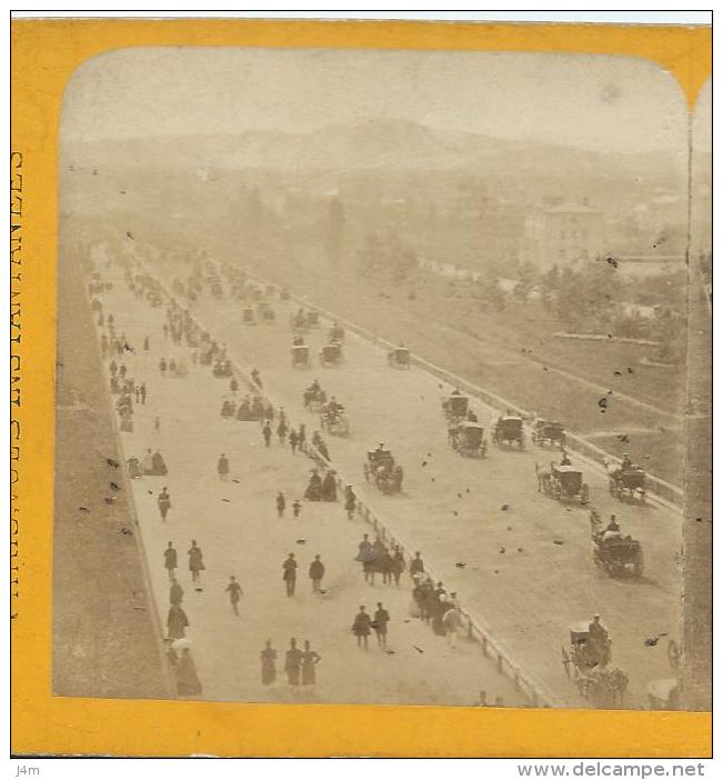 Ancienne PHOTO Stéréo Circa 1870.. PARIS: Avenue Du Bois De Boulogne... Editeur B. K. à Paris - Photos Stéréoscopiques