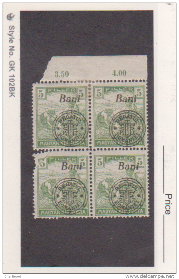 HUNGARY Scott # 6N 9* F-VF MINT Block Of 4 With Pl # Hinged  Catalogue $1.20 1 Stamp Creas - Unused Stamps