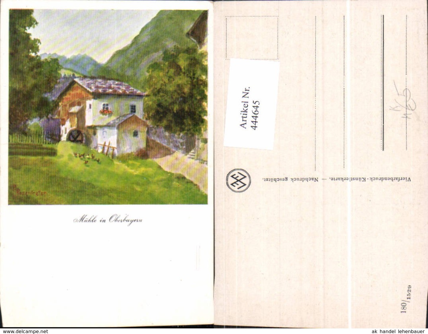 444645,K&uuml;nstler Ak P. Rosentreter M&uuml;hle I. Oberbayern Wasserm&uuml;hle - Wassermühlen