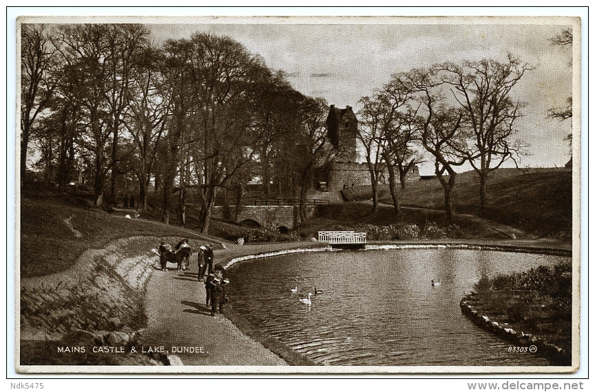 DUNDEE : MAINS CASTLE AND LAKE / ADDRESS - GLASGOW, CATHCART, KINGS PARK AVENUE - Angus