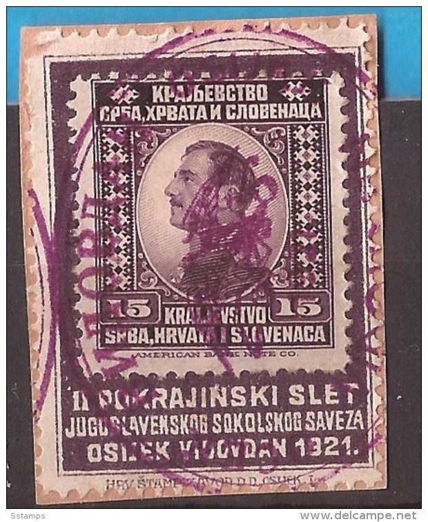 1921 SCOUTS KOENIGREICH JUGOSLAVIJA JUGOSLAWIEN RRR FALCONS-SCOUTS SPECIAL CANCELLED OSIJEK VIDOVDAN TEXST LATINICA RRR - Oblitérés