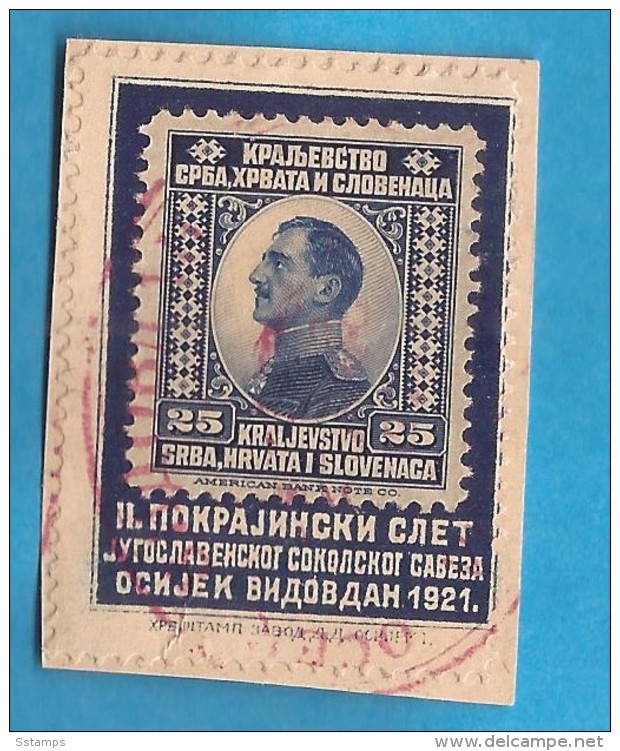 1921 SCOUTS KOENIGREICH JUGOSLAVIJA JUGOSLAWIEN RRR FALCONS-SCOUTS SPECIAL CANCELLED OSIJEK VIDOVDAN TEXST CIRILLIC RRR - Oblitérés