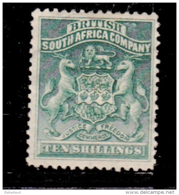 Southern Rhodesia, B.S.A.Co., 1892, Arms, 10/= Green, MH * - Southern Rhodesia (...-1964)