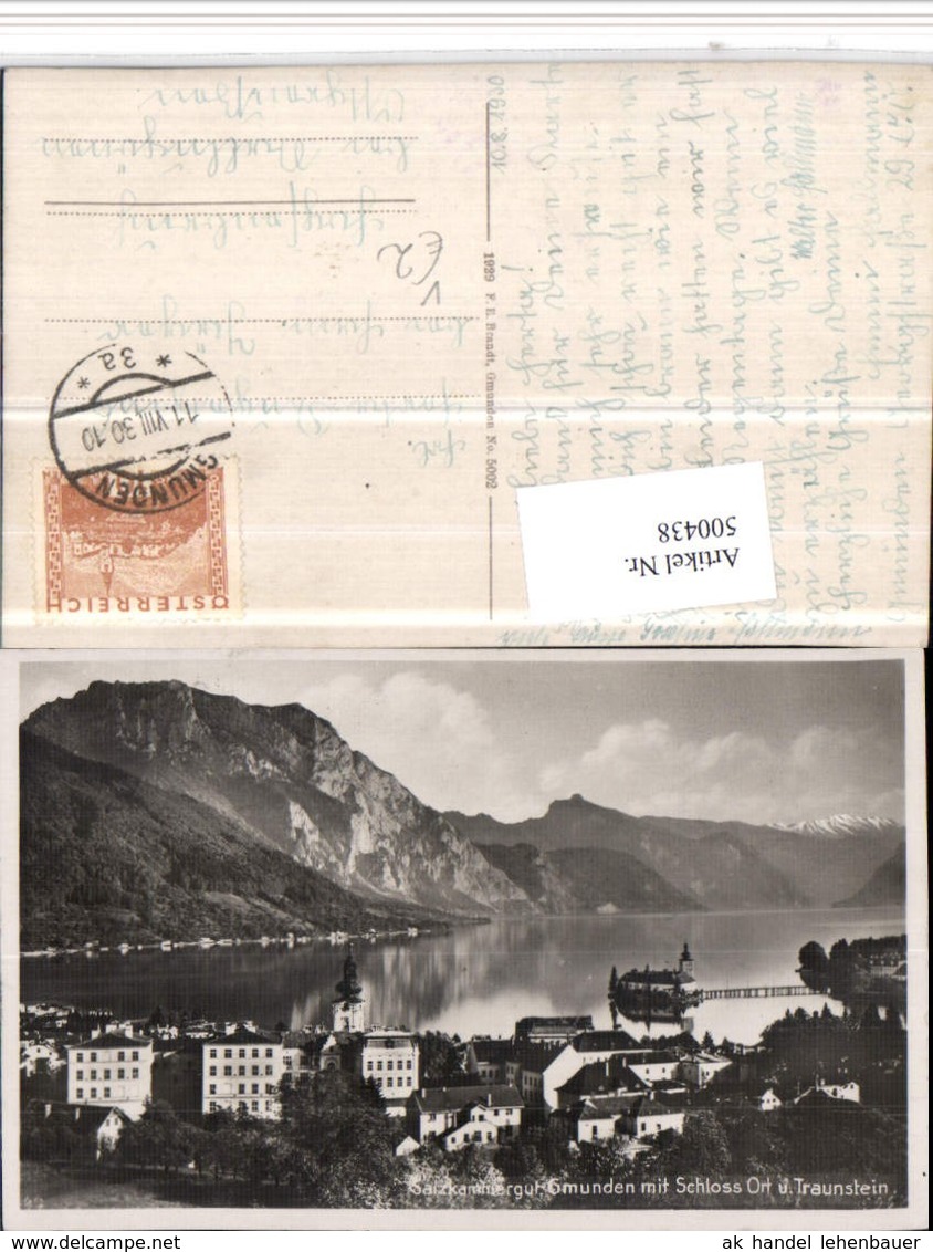 500438,Gmunden Teilansicht M. Schloss Ort Orth Pub Brandt 5002 - Sonstige & Ohne Zuordnung