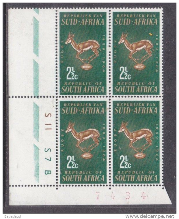South Africa, 1964, 75 Years Of Rugby In SA, 2 1/2 Cents Control Block S1157B, MNH ** - Unused Stamps