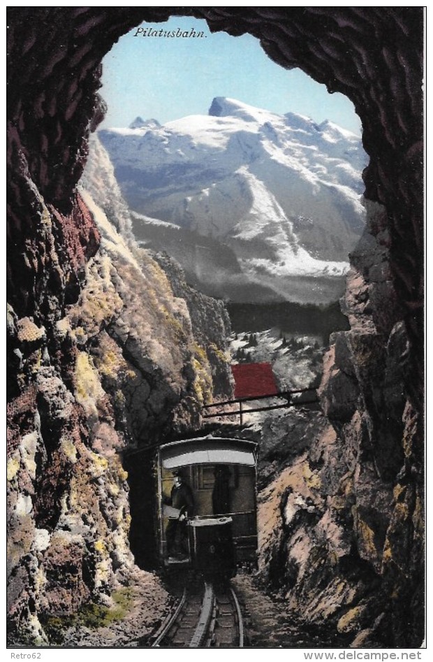 PILAUTS-BAHN &#8594; Bahn Vor Tunnel Im Hintergrund Der Titlis, Ca.1910 &#9658;eher Seltene Perspektive&#9668; - Sonstige & Ohne Zuordnung