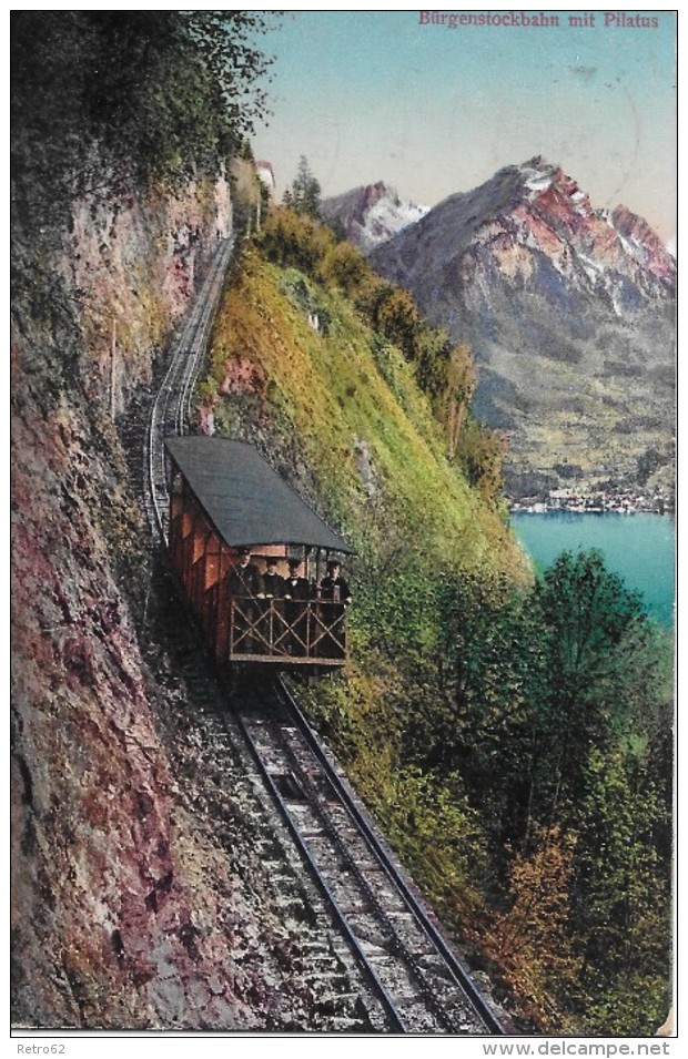 BÜRGENSTOCK-BAHN &#8594; 4 Betriebsangestellte Aber Keine Fahrgäste 1909 - Sonstige & Ohne Zuordnung