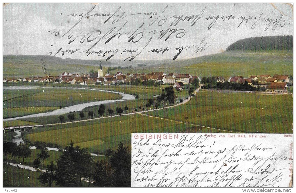 GEISINGEN &#8594; Schöne Litho-Karte Anno 1909 - Tuttlingen