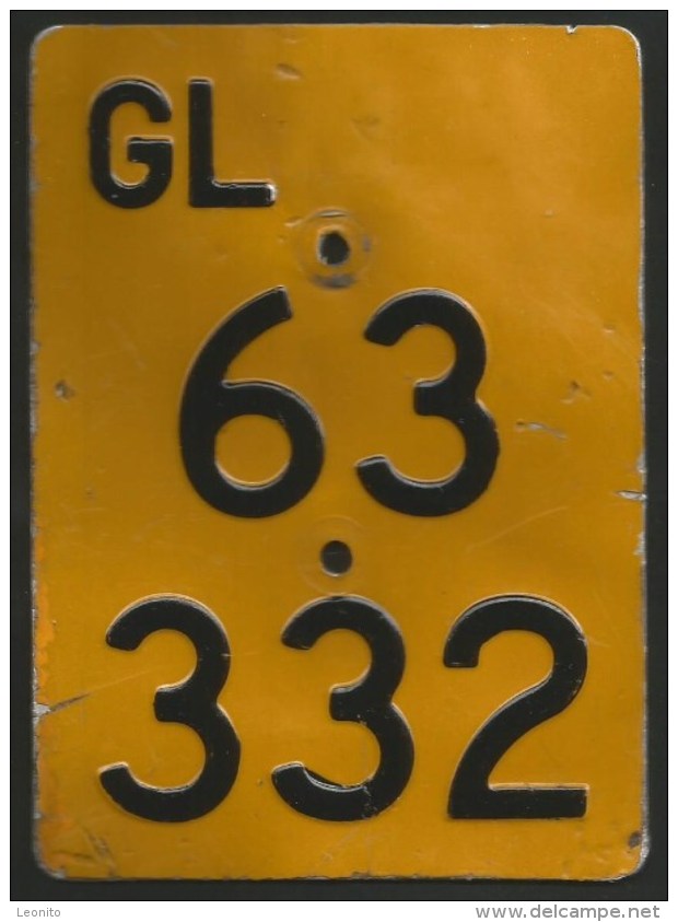 Velonummer Mofanummer Glarus GL, 63332, Ohne Vignette - Placas De Matriculación