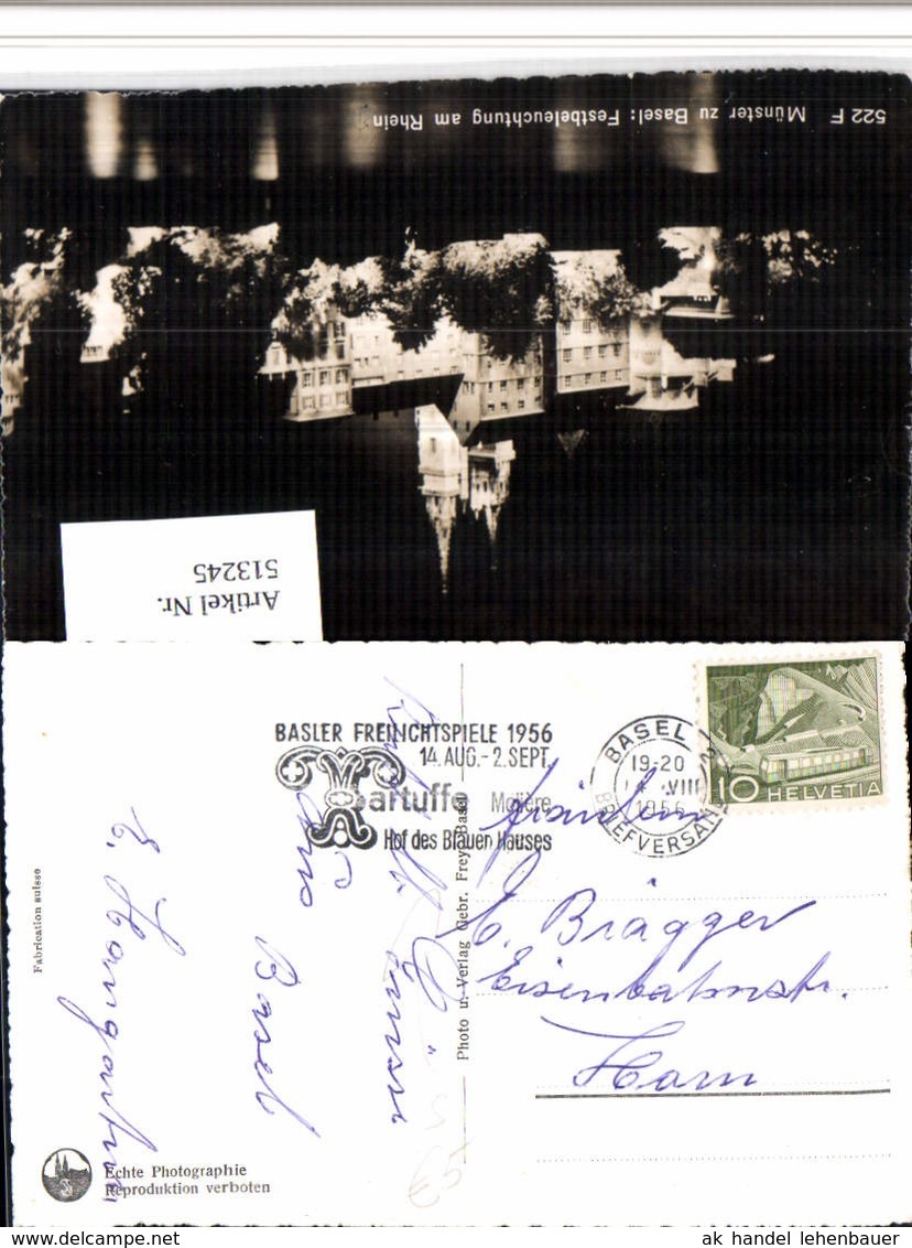 513245,Stempel Basler Freilichtspiele 1956 Hof Des Blauen Hauses - Sonstige & Ohne Zuordnung