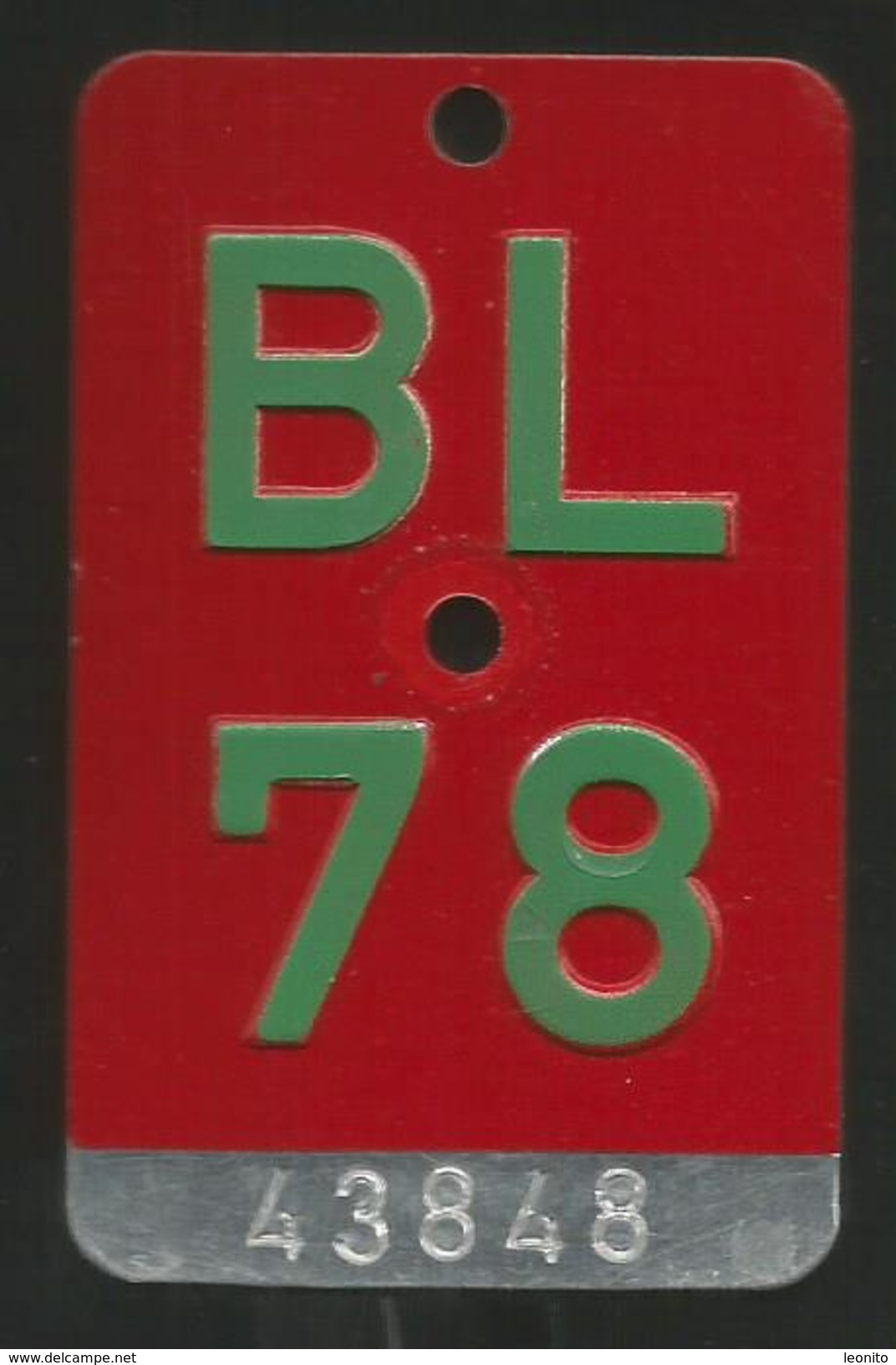 Velonummer Basel-Land BL 78 - Kennzeichen & Nummernschilder