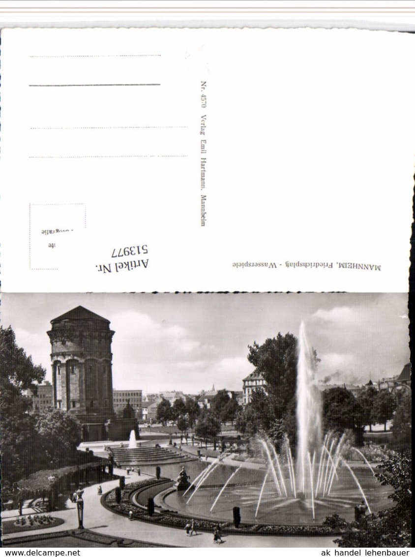 513977,Mannheim Friedrichsplatz Wasserspiele Wasserturm - Invasi D'acqua & Impianti Eolici