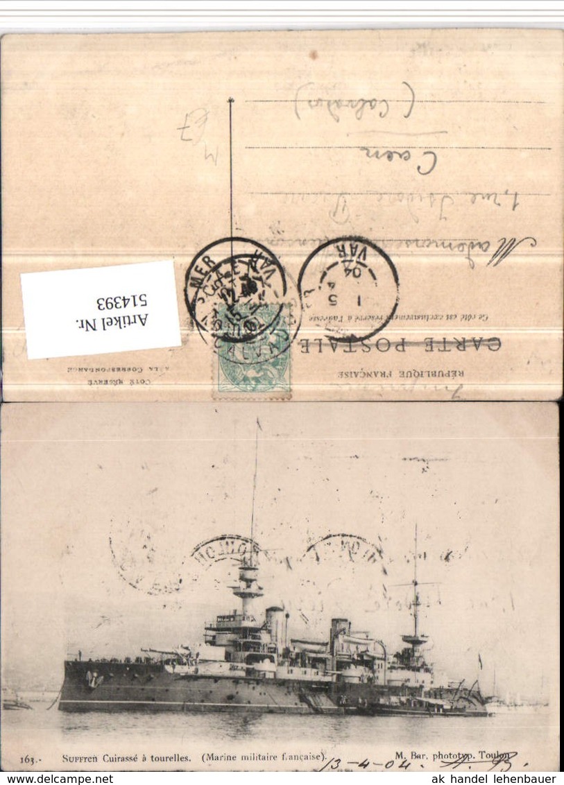 514393,Suffren Cuirasse Tourelles Marine Militaire Francaise Kriegsschiff Schiff - Krieg