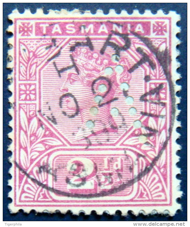 TASMANIA 1892 2.5d Queen Victoria PERFIN USED Scott77 CV$7 - Usados