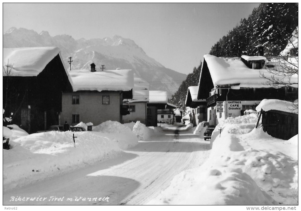 BIBERWIER&#8594; Dorfstrasse Im Winter Mit Gasthaus Cafe Grünstein, Photo-Karte Ca.1960 - Reutte