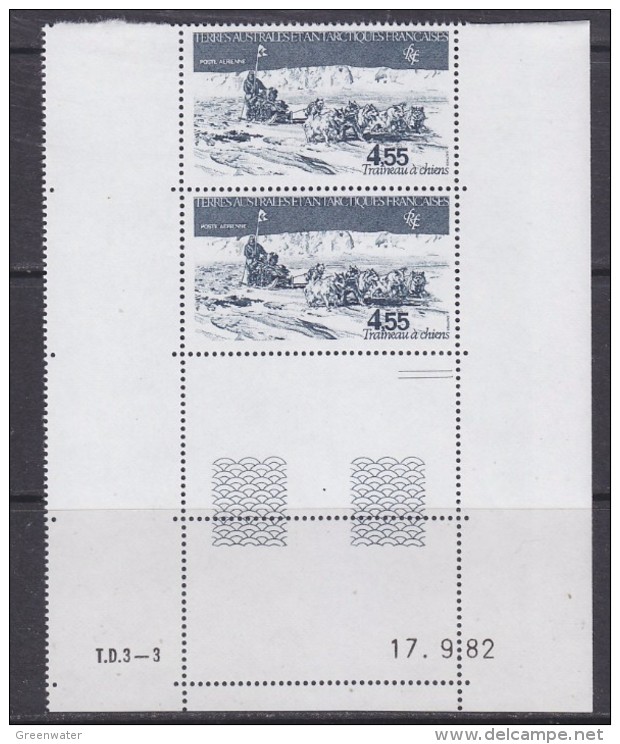TAAF 1982 Traineau A Chiens 1v (pair, Printing Date) ** Mnh (TA127B) - Luchtpost