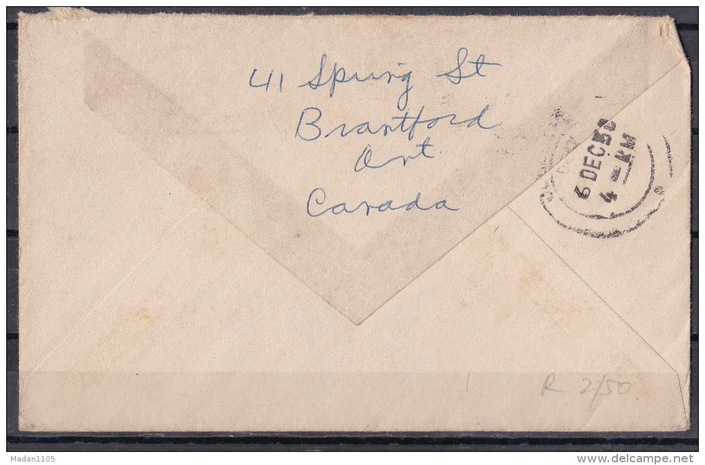 CANADA, 1958,  Cover From Canada To India, 1 Stamp, - Lettres & Documents