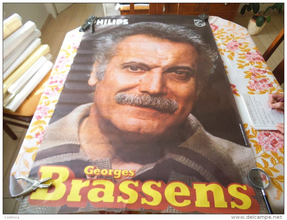 GEORGES BRASSENS PHILIPP AFFICHE 117cm/77cm - Manifesti & Poster