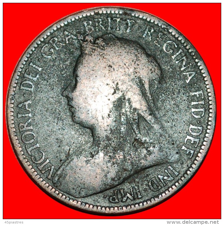§ MISTRESS OF SEAS: UNITED KINGDOM &#9733; HALF PENNY 1896! LOW START&#9733;NO RESERVE! Victoria (1837-1901) - C. 1/2 Penny
