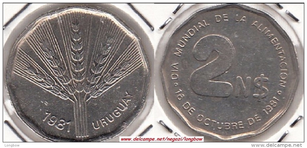 Uruguay 2 Nuevos Pesos 1981 (F.A.O.) KM#77 - Used - Uruguay