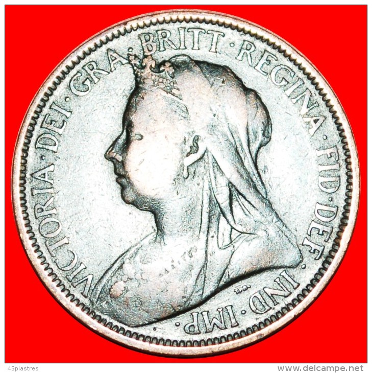 § MISTRESS OF SEAS: UNITED KINGDOM &#9733; HALF PENNY 1900! LOW START&#9733;NO RESERVE! Victoria (1837-1901) - C. 1/2 Penny