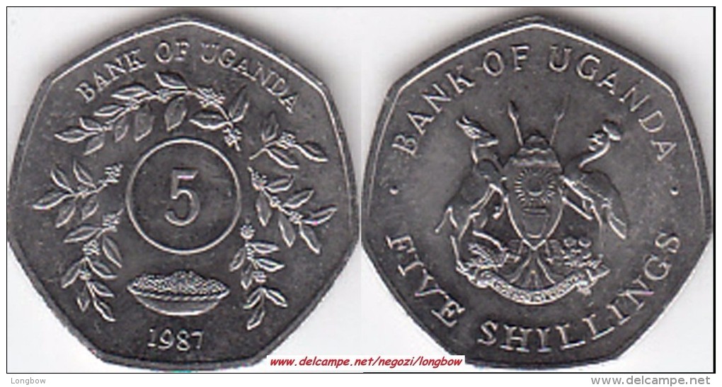 Uganda 5 Shillings 1987 KM#29 - Used - Uganda
