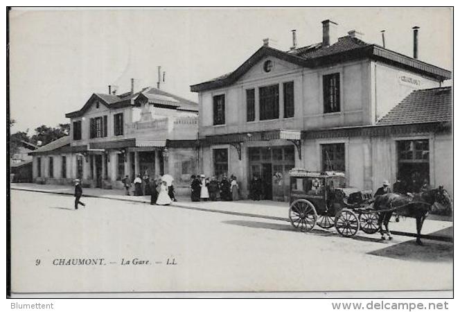 CPA Haute Marne Circulé CHAUMONT La Gare Chemin De Fer - Bourbonne Les Bains