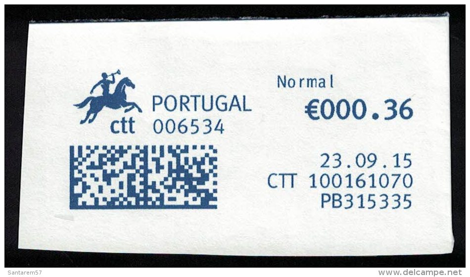 Portugal EMA Sur Fragment Datamatrix 23.09.2015 PB315335 - Machines à Affranchir (EMA)