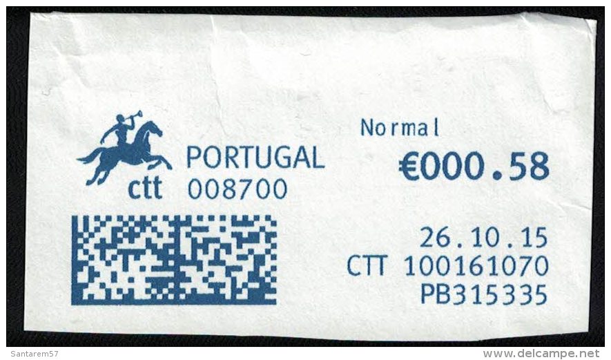 Portugal EMA Sur Fragment Datamatrix 26.10.2015 PB315335 - Machines à Affranchir (EMA)