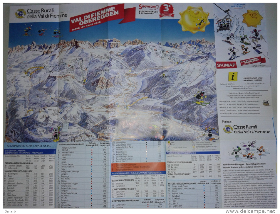 Alt789 Ski Area Pocket Map Mappa Piste Sci Impianti Risalita Skilift Cablecar Lifts Val Di Fiemme Obereggen Passo Lavazè - Sport Invernali