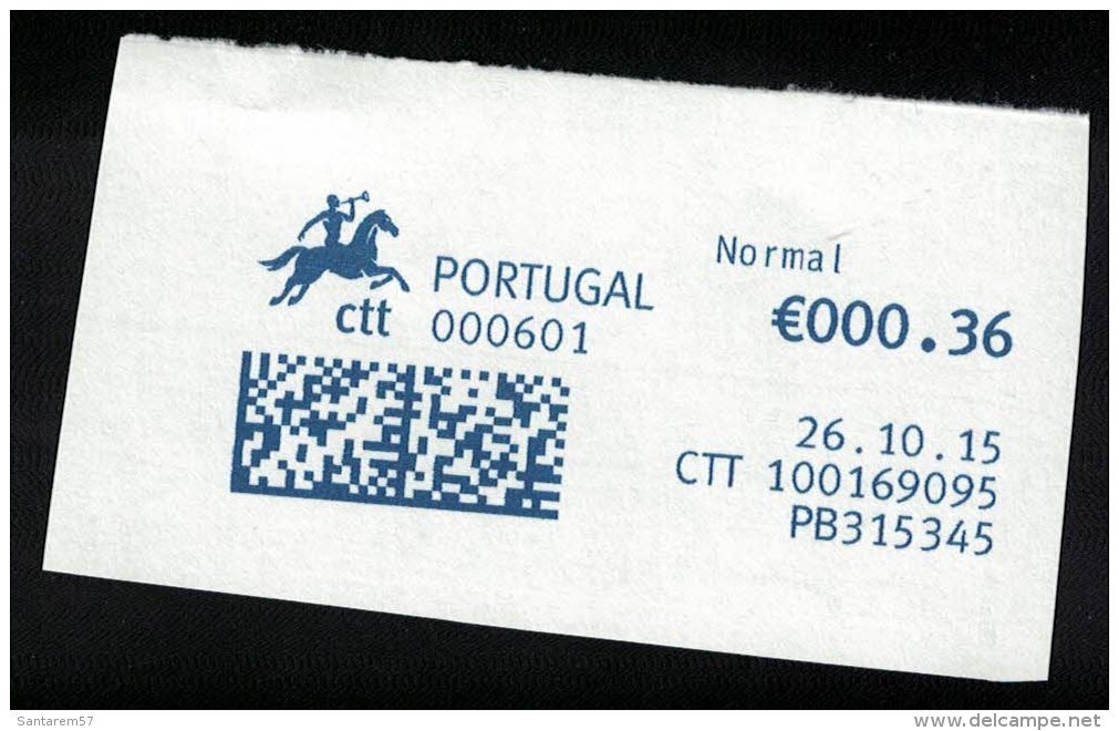 Portugal EMA Sur Fragment Datamatrix 26.10.2015 PB315345 Guichet 000601 - Machines à Affranchir (EMA)