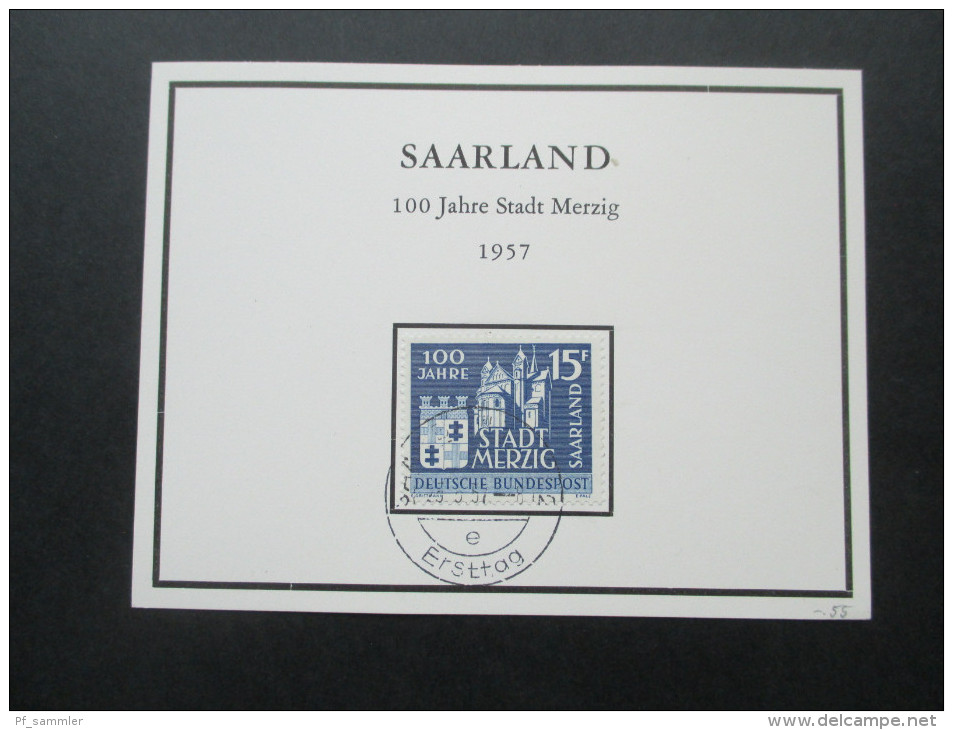 Saarland 1956 / 57 Saarland / Bundesland. FDC / First Day Cards Verschiedene Motive! Kleine Sammlung! Ersttag - Briefe U. Dokumente