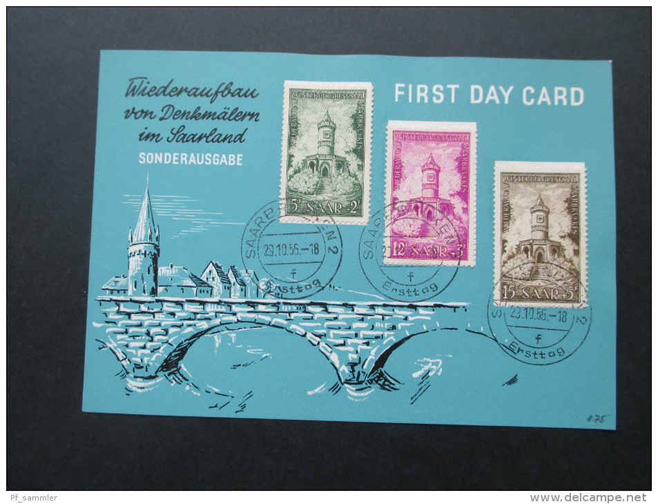 Saarland 1956 / 57 Saarland / Bundesland. FDC / First Day Cards verschiedene Motive! Kleine Sammlung! Ersttag