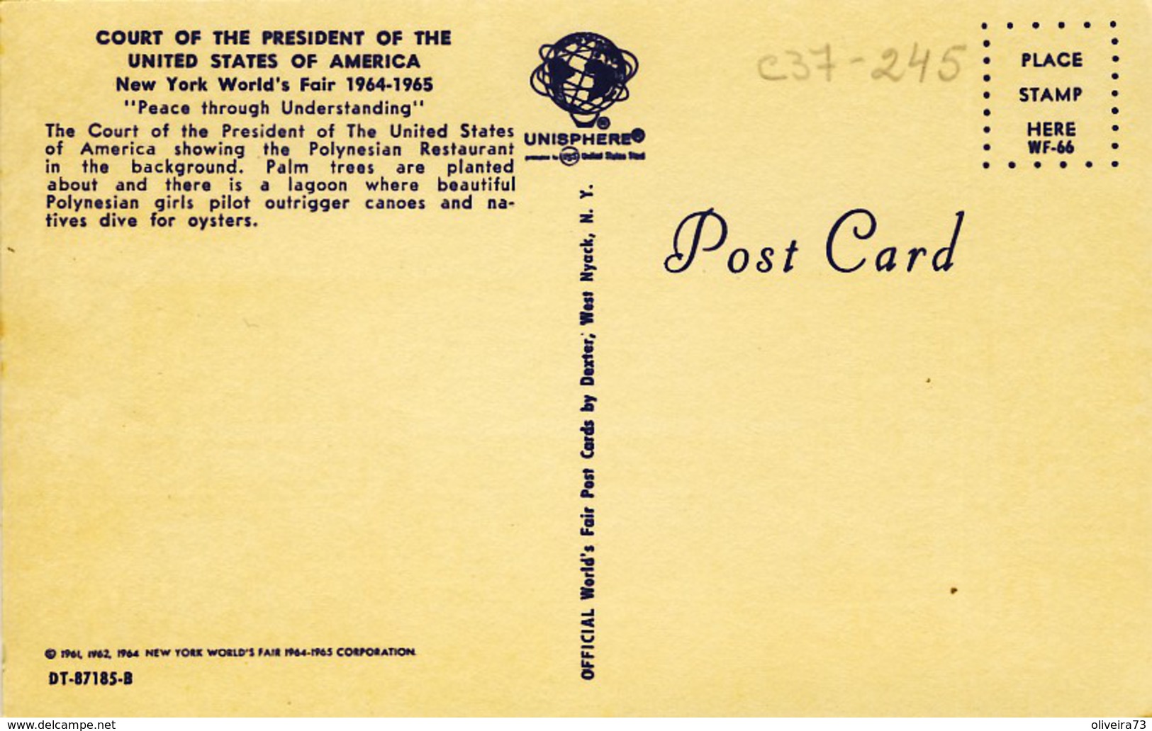 COURT OF THE PRESIDENT OF THE UNITED STATES OF AMERICA. NEW YORK WORLD'S FAIR 1964-1965, 2 Scans - Mostre, Esposizioni