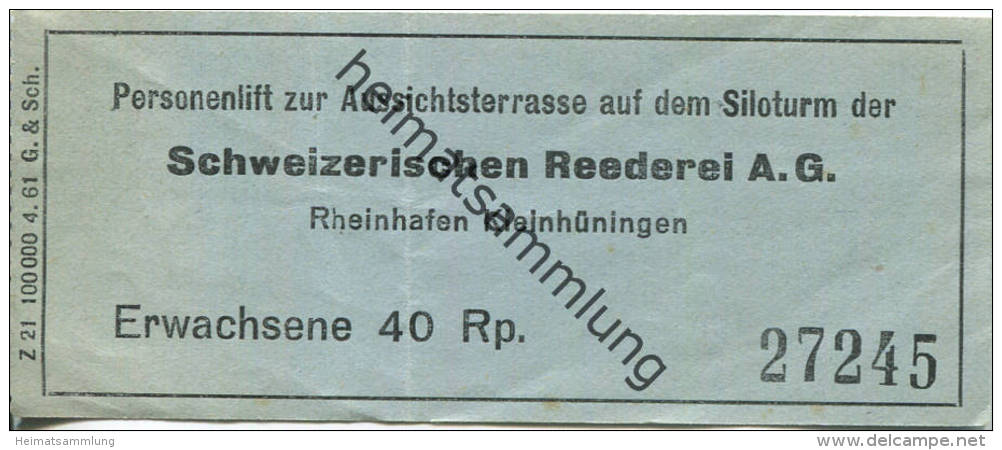 Basel - Personenlift Zur Aussichtsterrasse Auf Dem Siloturm Der Schweizerischen Reederei AG - Rheinhafen Kleinhüningen - - Europa