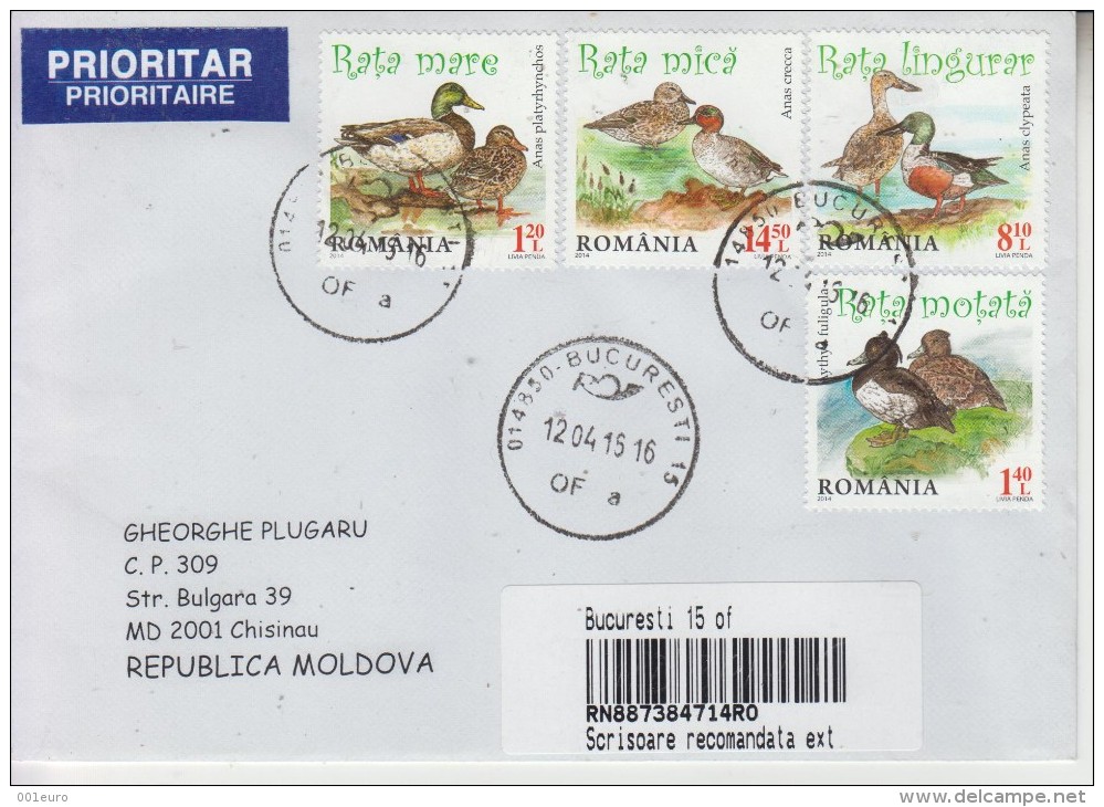 ROMANIA : WILD DUCKS On Cover Circulated To MOLDOVA REPUBLIC - Envoi Enregistre! Registered Shipping! - Oblitérés